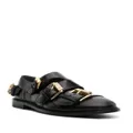 Moschino logo-buckle leather monk shoes - Black