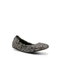 Moschino logo-jacquard glitter ballerina shoes - Black