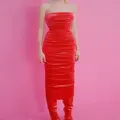 Alex Perry Parkin velvet strapless dress - Red