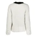 Thom Browne shearling V-neck cardigan - White