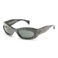 Gucci Eyewear crystal-embellished oval-frame sunglasses - Black