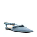 GANNI bow-detailing pointed-toe ballerina shoes - Blue