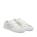 Prada crystal-embellished leather sneakers - White