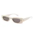 Alexander McQueen Eyewear stud-detailing rectangle-frame sunglasses - Neutrals