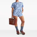 ETRO bandana-print denim shorts - Blue