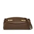 Ferragamo Gancini-plaque leather clutch bag - Brown