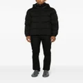 Kiton logo-patch quilted hooded jacket - Black