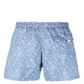 Canali graphic-print drawstring swim shorts - Blue