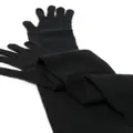 Alberta Ferretti elbow-length ribbed-knit gloves - Black