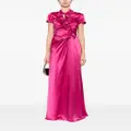 Saloni gathered-detailing silk dress - Pink