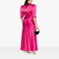 Saloni high-neck silk dress - Pink
