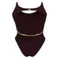 Stella McCartney Falabella chain-link swimsuit - Purple