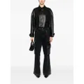 Calvin Klein cropped leather jacket - Black