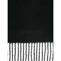Corneliani logo-embroidered cashmere scarf - Black