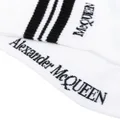 Alexander McQueen logo-embroidered striped socks - White