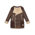 Dolce & Gabbana Kids shearling-trim double-breasted coat - Brown