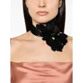 ERDEM sequined floral-detail necklace - Black