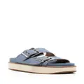 GANNI buckle-fastening denim flat sandals - Blue