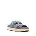 GANNI buckle-fastening denim flat sandals - Blue