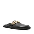 Moschino logo-plaque leather slippers - Black