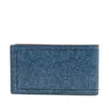 Moschino logo-lettering denim wallet - Blue
