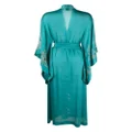 Carine Gilson lace-panelled butterfly silk robe - Blue