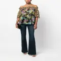 Just Cavalli mixed-print off-shoulder blouse - Brown