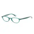 Giorgio Armani logo-engraved oval-frame glasses - Green