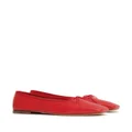 Mansur Gavriel square-toe leather ballerina shoes - Red