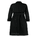 Mackintosh Polly broderie-anglaise belted raincoat - Black
