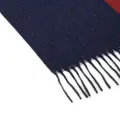 Bally logo-jacquard two-tone fringed scarf - Blue