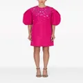 Carolina Herrera sequin-embellished puff-sleeve shift minidress - Pink
