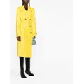 MSGM double-breasted belted faux-leather trench coat - Yellow