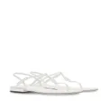 Miu Miu logo-plaque leather flat sandals - White