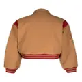 CHOCOOLATE logo-embroidered cropped bomber jacket - Brown