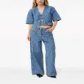 GANNI jacquard organic-cotton denim blouse - Blue