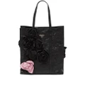 Prada floral appliqué tote bag - Black