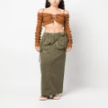 Blumarine patch-pockets cotton long skirt - Green