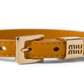 Miu Miu logo-plaque leather bracelet - Yellow