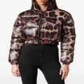 Philipp Plein leopard-print quilted down jacket - Brown