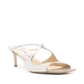 Jimmy Choo Anise 75mm metallic leather mules - Silver