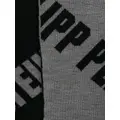 Philipp Plein logo-jacquard wool scarf - Grey