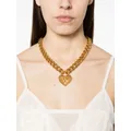 Moschino logo-embossed heart-pendant necklace - Gold