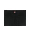 Thom Browne pebble-texture leather clutch bag - Black
