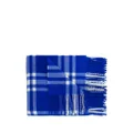 Burberry check-pattern fringed wool blanket - Blue