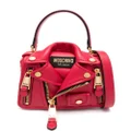 Moschino logo-patch leather tote bag - Red