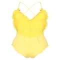 Ulla Johnson ruffle-detailing V-neck swimsuit - Yellow