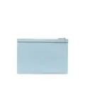 Thom Browne logo-print leather clutch bag - Blue