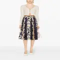 Tory Burch floral-print pleated silk skirt - Black