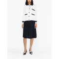 Thom Browne colourblock-trims knitted cardigan - White